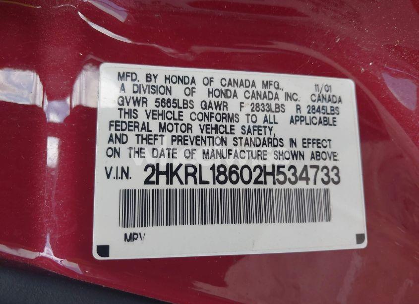 Photo 9 of 2002 Honda Odyssey EX (VIN 2HKRL18602H534733)