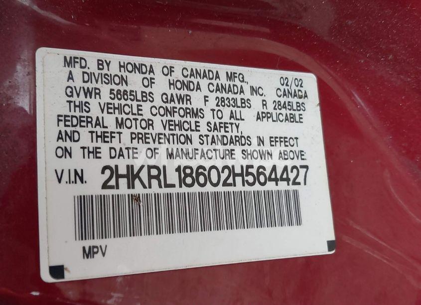 Photo 9 of 2002 Honda Odyssey EX (VIN 2HKRL18602H564427)