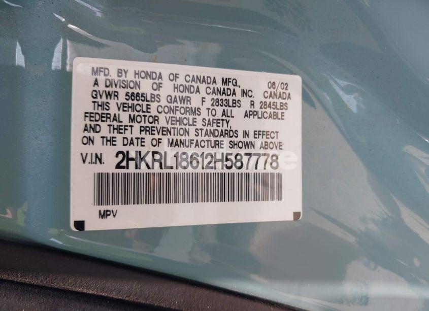 Photo 9 of 2002 Honda Odyssey EX (VIN 2HKRL18612H587778)