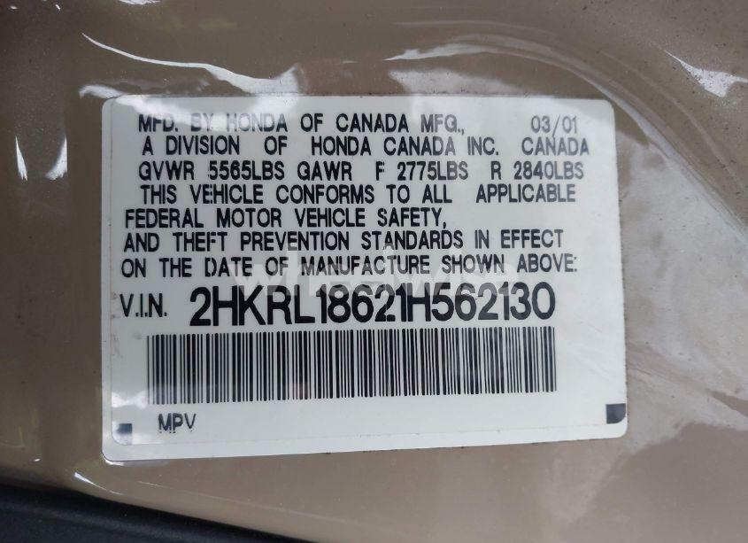 Photo 9 of 2001 Honda Odyssey EX (VIN 2HKRL18621H562130)