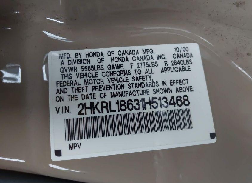 Photo 9 of 2001 Honda Odyssey EX (VIN 2HKRL18631H513468)