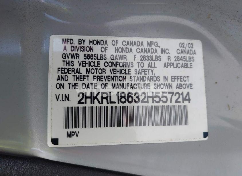 Photo 9 of 2002 Honda Odyssey EX (VIN 2HKRL18632H557214)