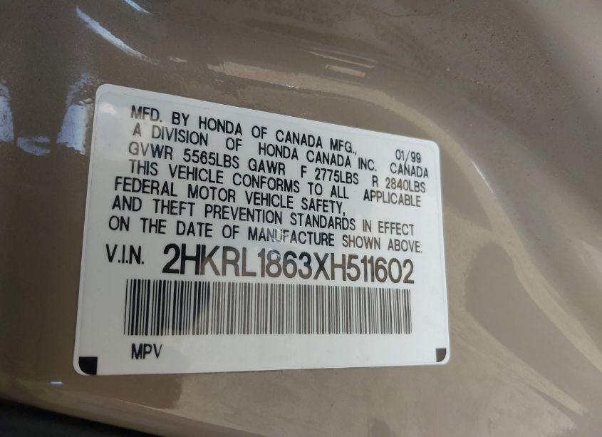 Photo 9 of 1999 Honda Odyssey EX (VIN 2HKRL1863XH511602)