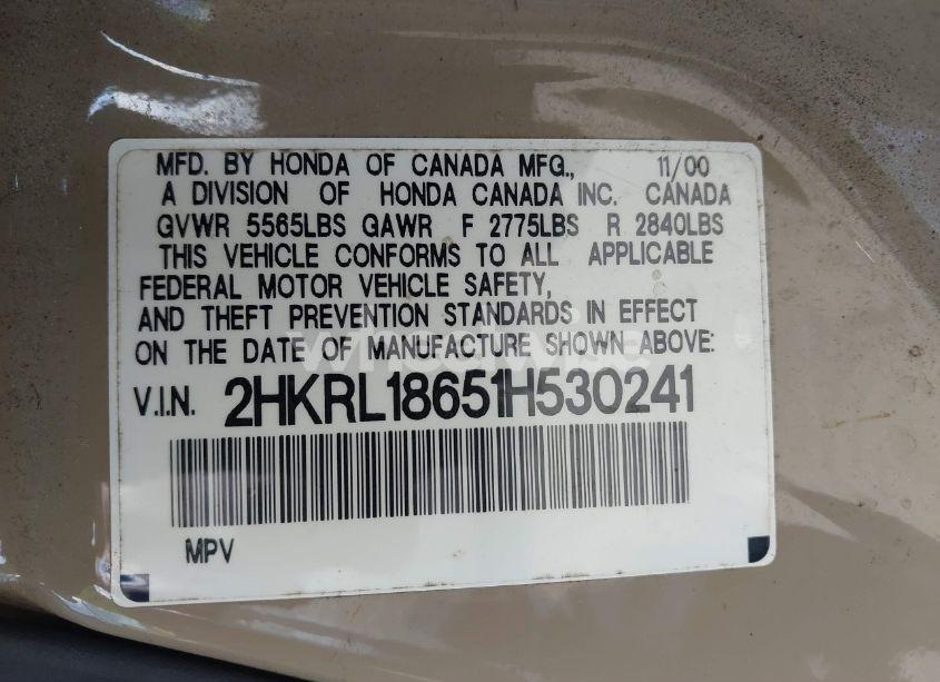 Photo 9 of 2001 Honda Odyssey EX (VIN 2HKRL18651H530241)