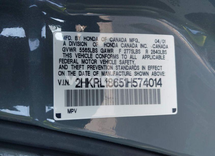 Photo 9 of 2001 Honda Odyssey EX (VIN 2HKRL18651H574014)