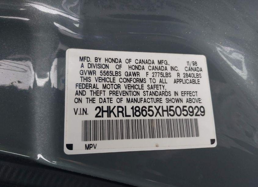 Photo 9 of 1999 Honda Odyssey EX (VIN 2HKRL1865XH505929)