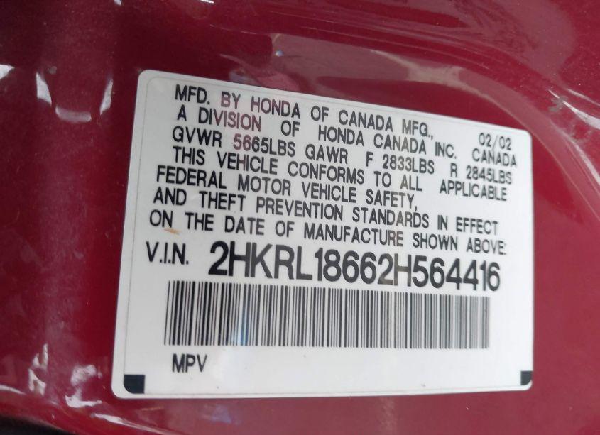 Photo 9 of 2002 Honda Odyssey EX (VIN 2HKRL18662H564416)