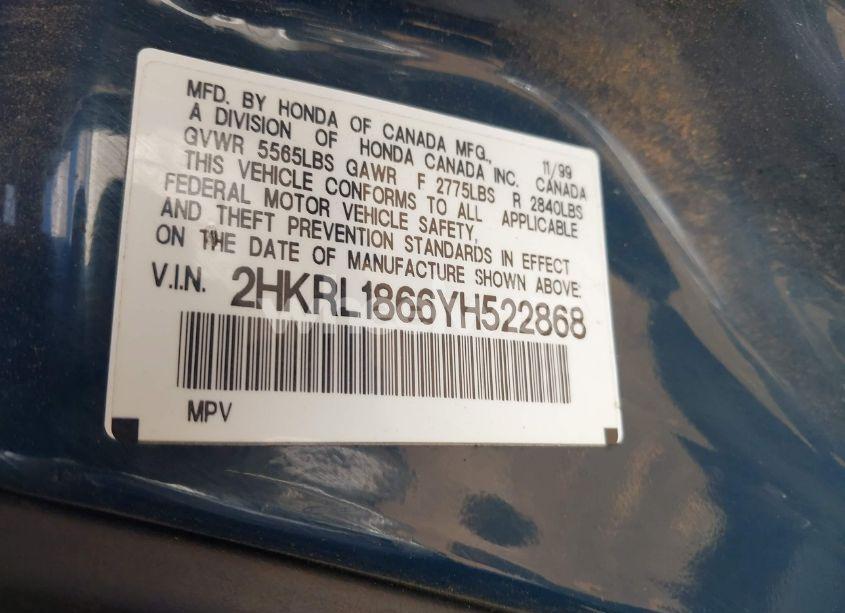 Photo 9 of 2000 Honda Odyssey EX (VIN 2HKRL1866YH522868)