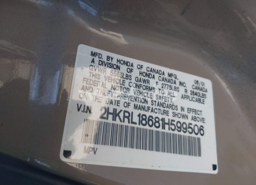 Photo 9 of 2001 Honda Odyssey EX (VIN 2HKRL18681H599506)