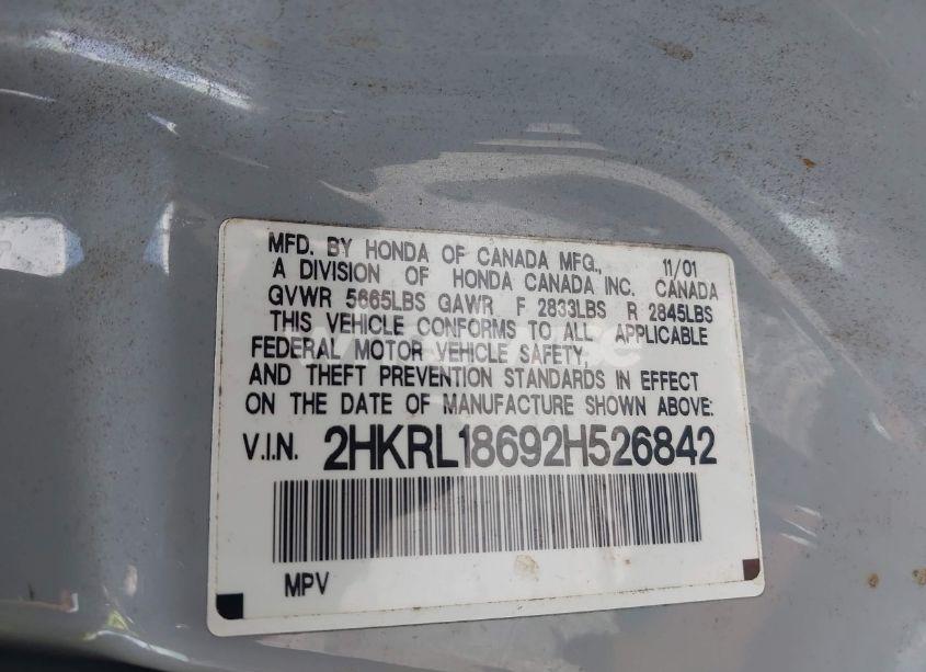 Photo 9 of 2002 Honda Odyssey EX (VIN 2HKRL18692H526842)