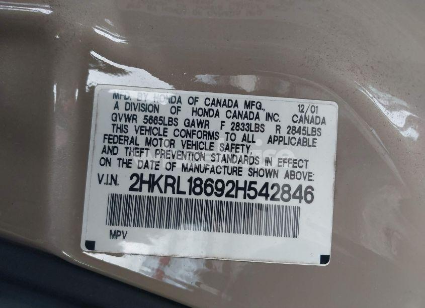 Photo 9 of 2002 Honda Odyssey EX (VIN 2HKRL18692H542846)