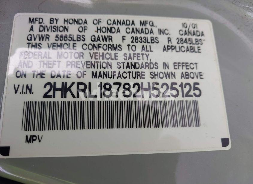 Photo 9 of 2002 Honda Odyssey EX-L (VIN 2HKRL18782H525125)