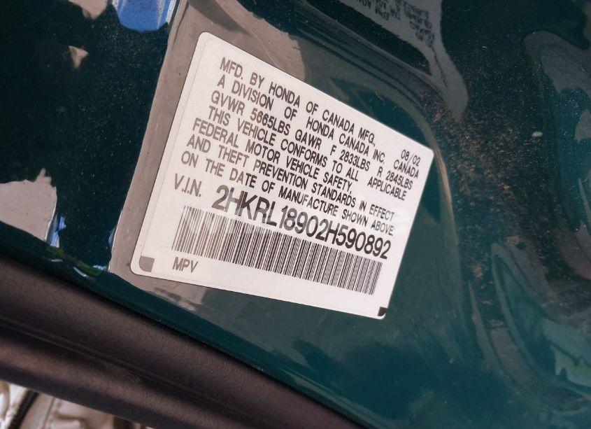 Photo 9 of 2002 Honda Odyssey EX-L (VIN 2HKRL18902H590892)