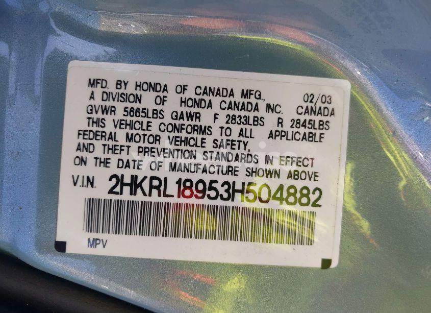 Photo 9 of 2003 Honda Odyssey EX-L (VIN 2HKRL18953H504882)