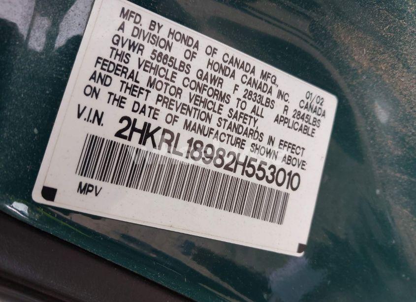 Photo 9 of 2002 Honda Odyssey EX-L (VIN 2HKRL18982H553010)