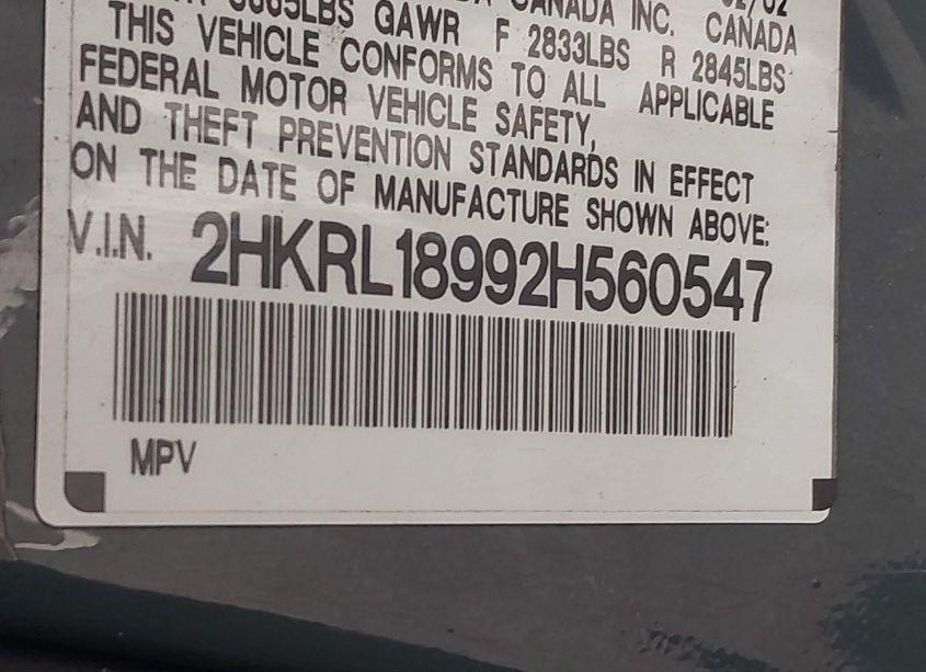 Photo 9 of 2002 Honda Odyssey EX-L (VIN 2HKRL18992H560547)
