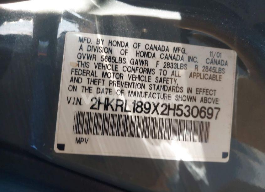 Photo 9 of 2002 Honda Odyssey EX-L (VIN 2HKRL189X2H530697)