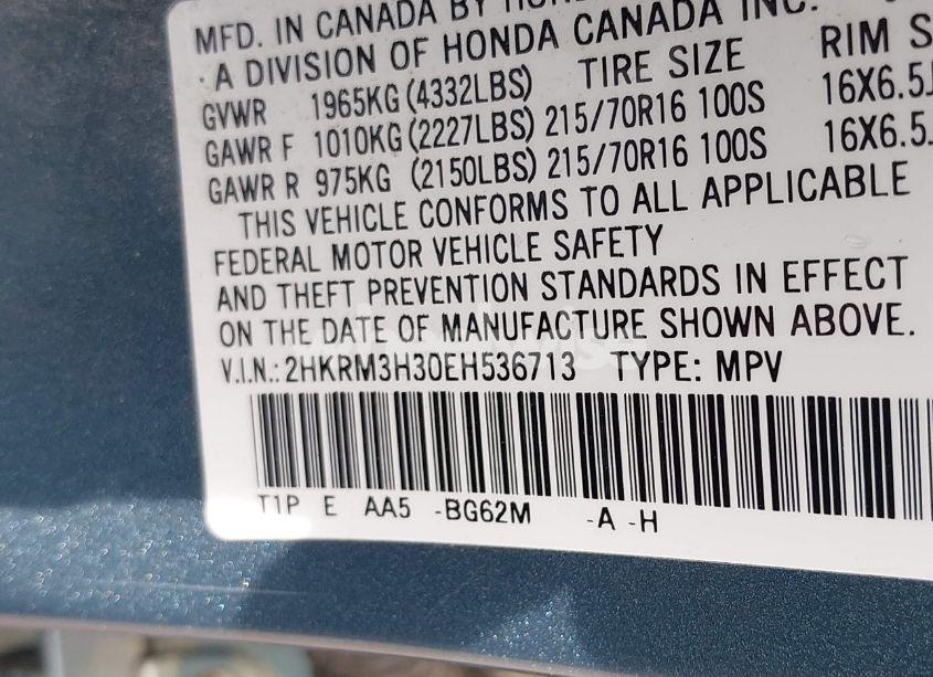 Photo 9 of 2014 Honda Cr-v LX (VIN 2HKRM3H30EH536713)