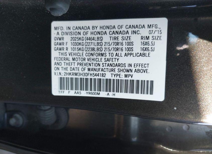 Photo 9 of 2015 Honda Cr-v LX (VIN 2HKRM3H30FH544182)