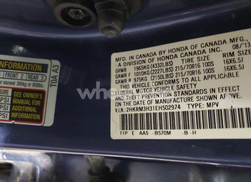 Photo 8 of 2014 Honda Cr-v LX (VIN 2HKRM3H31EH502974)