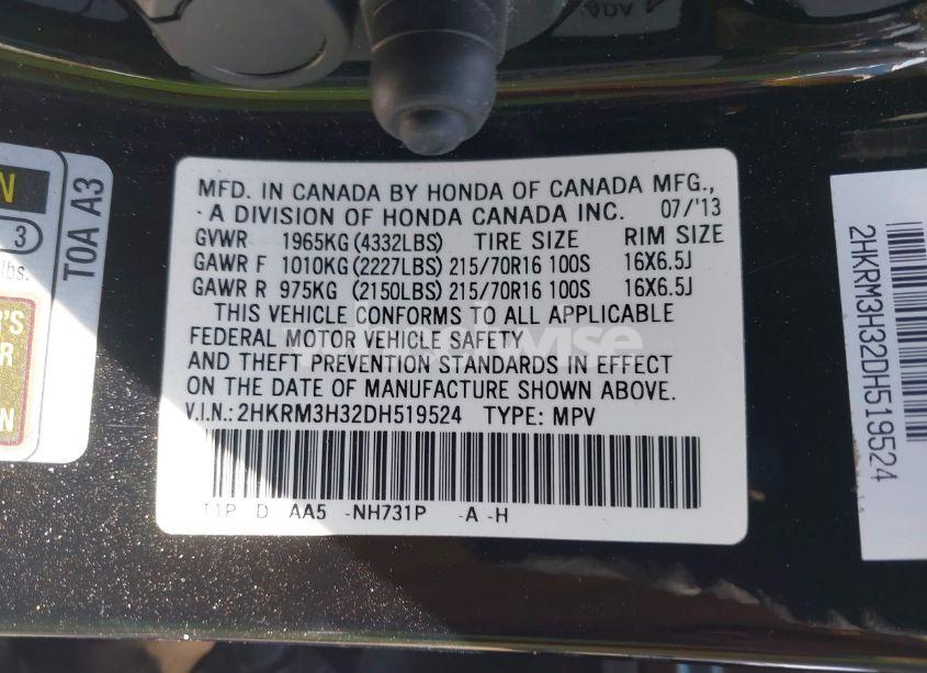 Photo 9 of 2013 Honda Cr-v LX (VIN 2HKRM3H32DH519524)