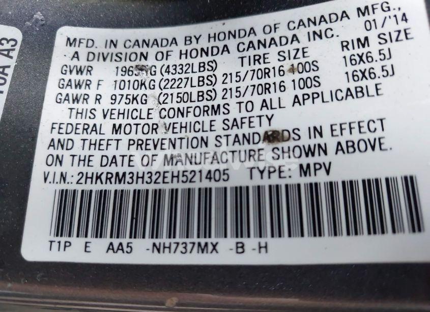 Photo 9 of 2014 Honda Cr-v LX (VIN 2HKRM3H32EH521405)