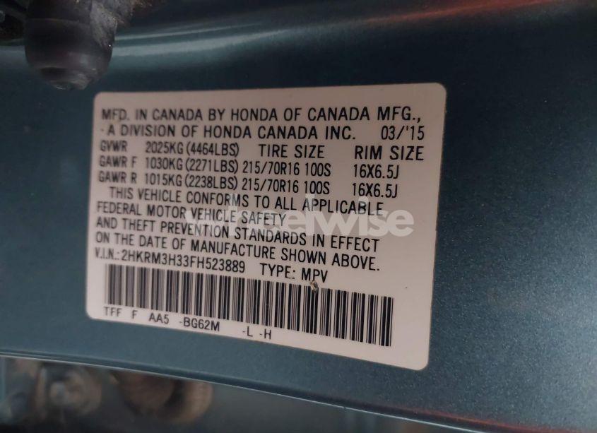 Photo 9 of 2015 Honda Cr-v LX (VIN 2HKRM3H33FH523889)