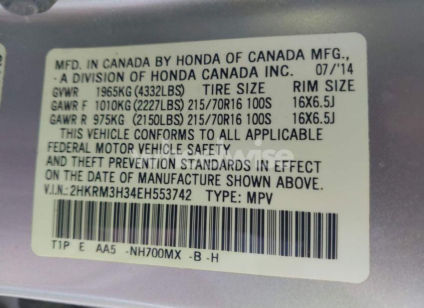 Photo 9 of 2014 Honda Cr-v LX (VIN 2HKRM3H34EH553742)
