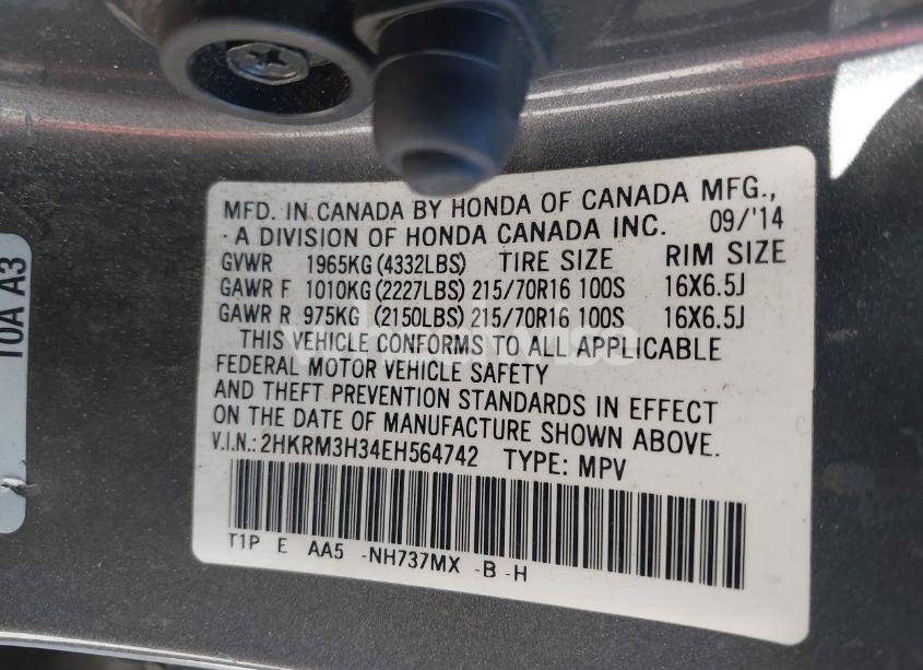 Photo 9 of 2014 Honda Cr-v LX (VIN 2HKRM3H34EH564742)