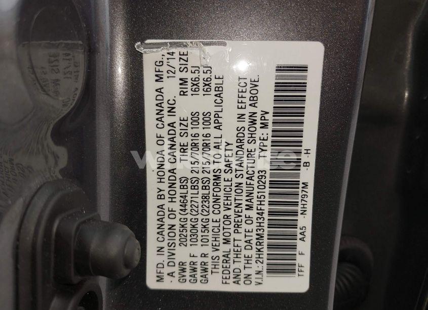 Photo 9 of 2015 Honda Cr-v LX (VIN 2HKRM3H34FH510293)