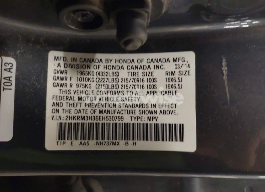 Photo 9 of 2014 Honda Cr-v LX (VIN 2HKRM3H36EH530799)