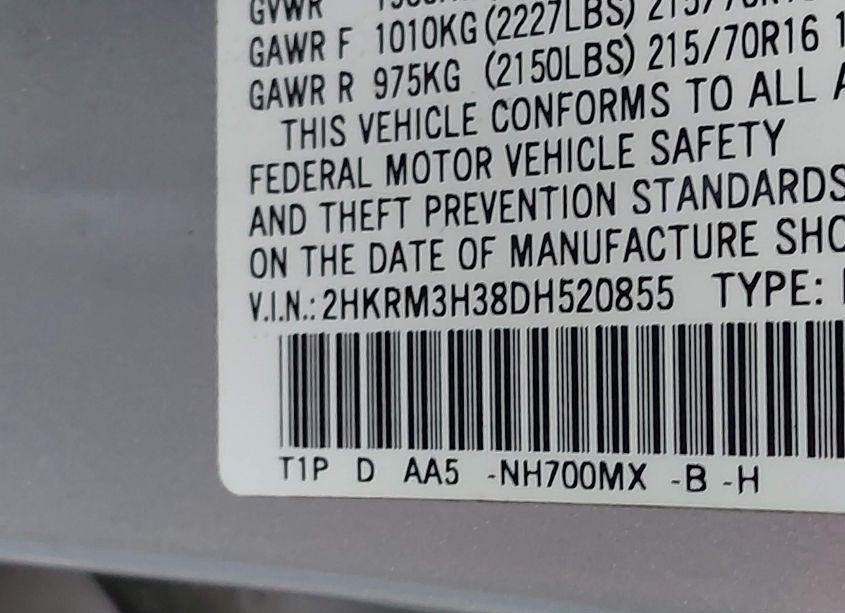 Photo 9 of 2013 Honda Cr-v LX (VIN 2HKRM3H38DH520855)