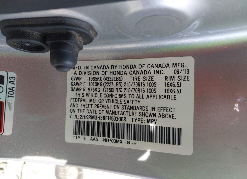 Photo 9 of 2014 Honda Cr-v LX (VIN 2HKRM3H38EH503068)