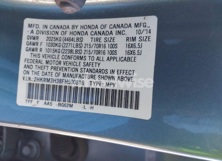 Photo 9 of 2015 Honda Cr-v LX (VIN 2HKRM3H38FH500818)