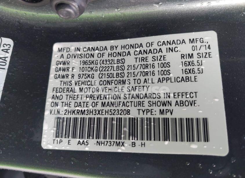 Photo 9 of 2014 Honda Cr-v LX (VIN 2HKRM3H3XEH523208)