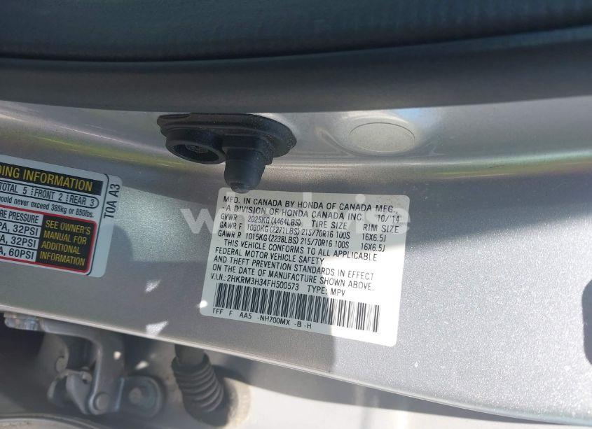 Photo 9 of 2015 Honda Cr-v LX (VIN 2HKRM3H3YFH500573)