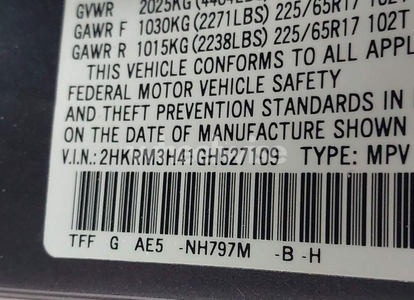 Photo 9 of 2016 Honda Cr-v SE (VIN 2HKRM3H41GH527109)