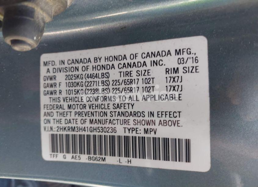 Photo 9 of 2016 Honda Cr-v SE (VIN 2HKRM3H41GH530236)