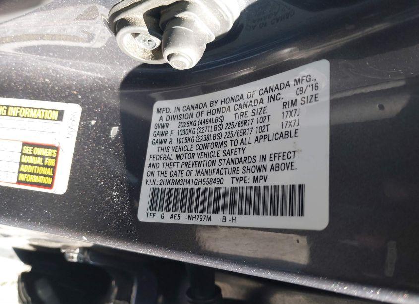 Photo 9 of 2016 Honda Cr-v SE (VIN 2HKRM3H41GH558490)