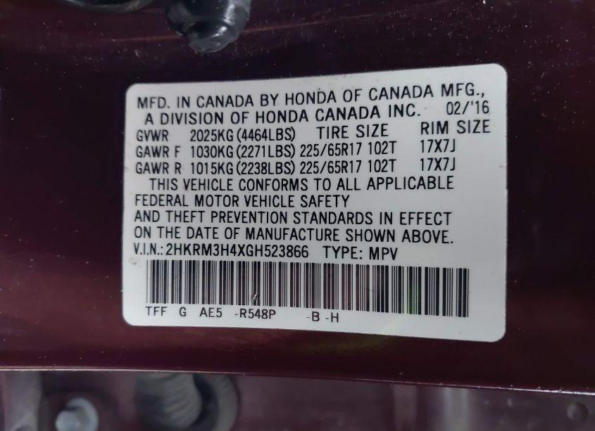 Photo 9 of 2016 Honda Cr-v SE (VIN 2HKRM3H4XGH523866)