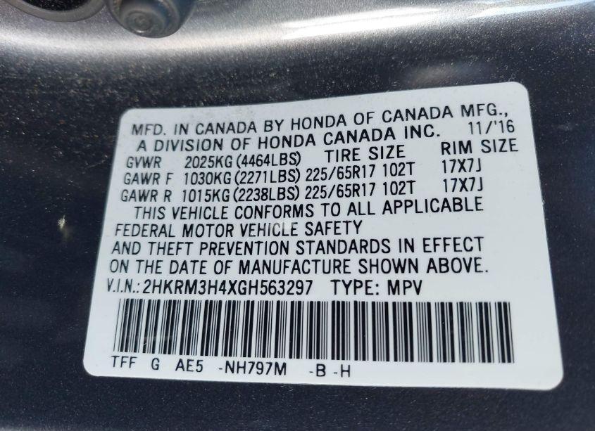 Photo 9 of 2016 Honda Cr-v SE (VIN 2HKRM3H4XGH563297)