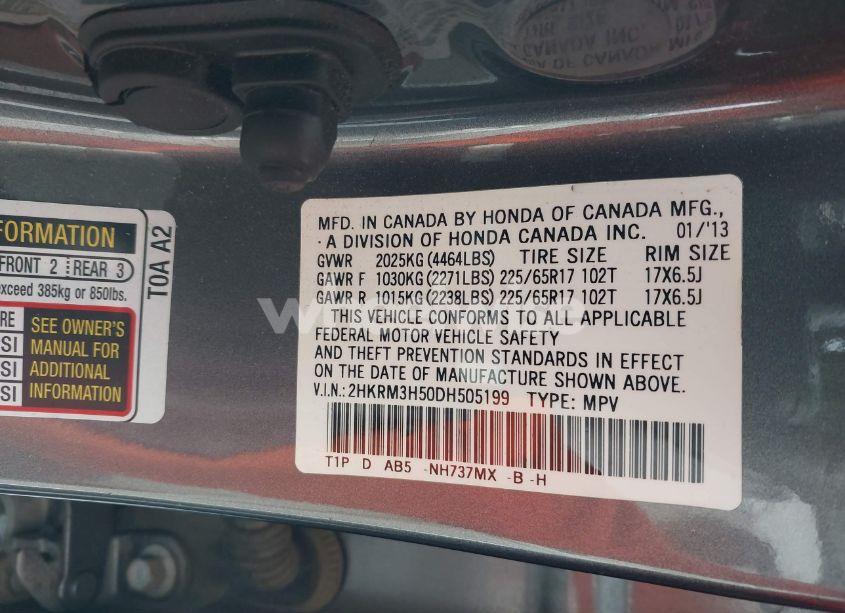 Photo 9 of 2013 Honda Cr-v EX (VIN 2HKRM3H50DH505199)