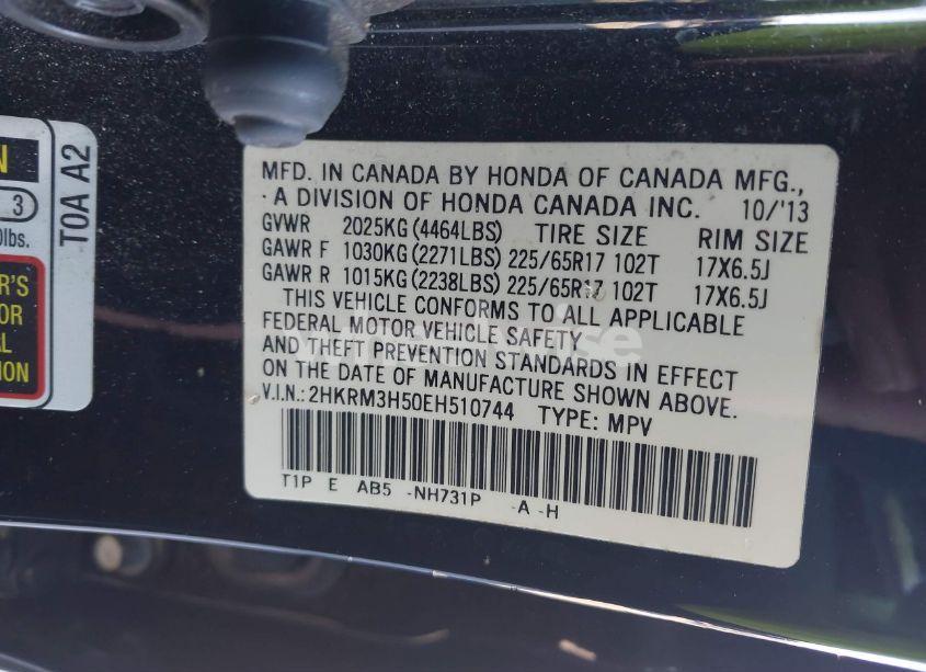 Photo 9 of 2014 Honda Cr-v EX (VIN 2HKRM3H50EH510744)