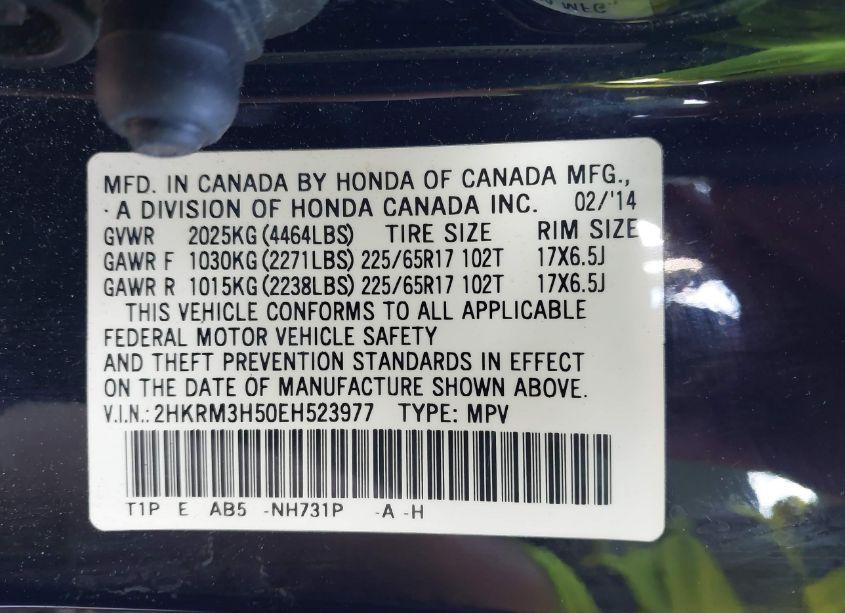 Photo 9 of 2014 Honda Cr-v EX (VIN 2HKRM3H50EH523977)