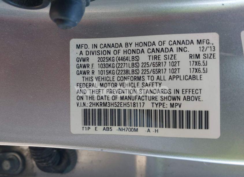 Photo 9 of 2014 Honda Cr-v EX (VIN 2HKRM3H52EH518117)
