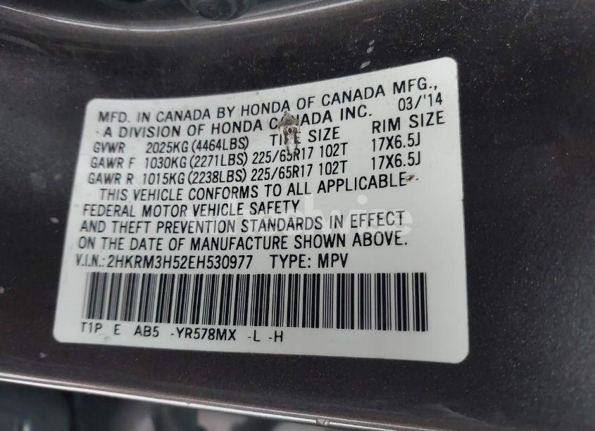 Photo 9 of 2014 Honda Cr-v EX (VIN 2HKRM3H52EH530977)