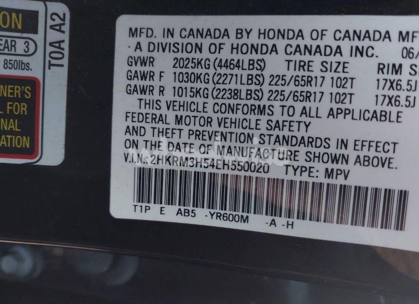 Photo 9 of 2014 Honda Cr-v EX (VIN 2HKRM3H54EH550020)