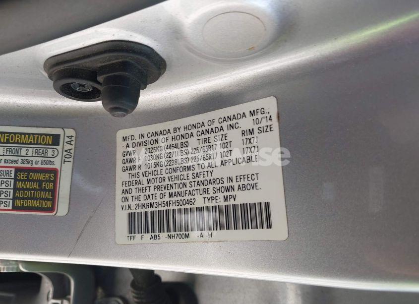 Photo 9 of 2015 Honda Cr-v EX (VIN 2HKRM3H54FH500462)