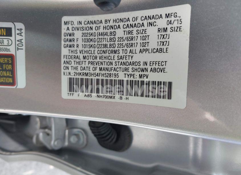 Photo 9 of 2015 Honda Cr-v EX (VIN 2HKRM3H54FH528195)