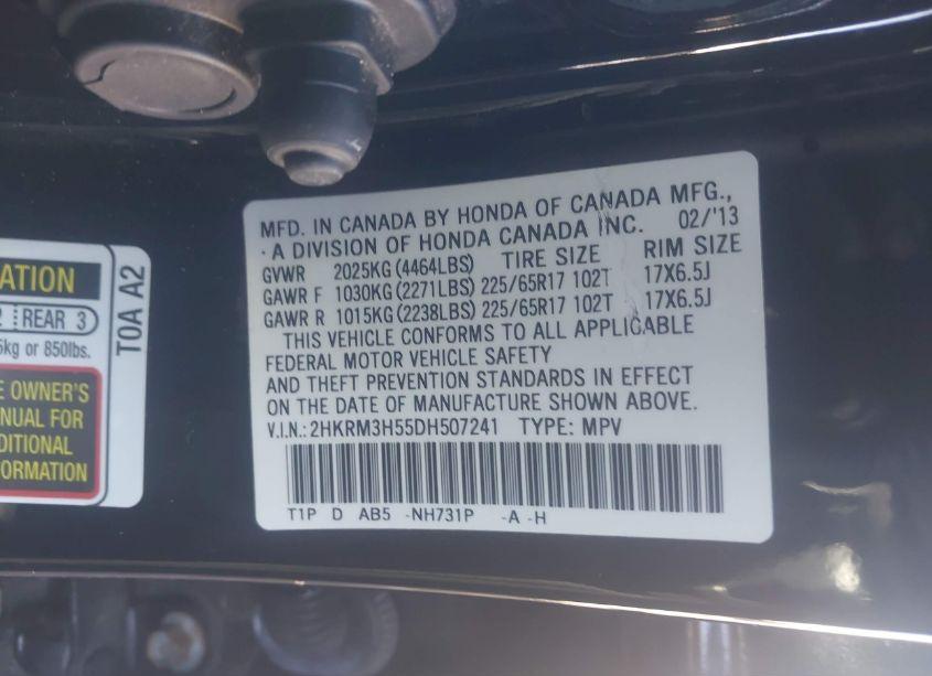 Photo 9 of 2013 Honda Cr-v EX (VIN 2HKRM3H55DH507241)